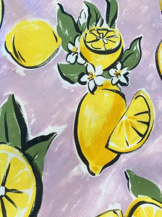 ZARA Lemon Print Satin Midi Skirt - Picture 6 of 14